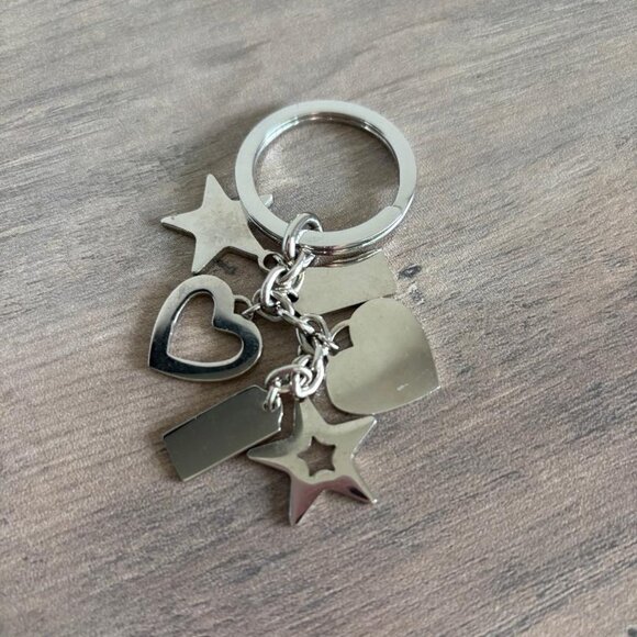 Vintage Y2K Coach Keychain Fob Bag Charm Hearts Stars Pink Blue Green - Picture 2 of 2